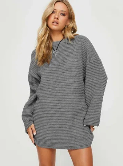 Shop Princess Polly Lower Impact Sherwick Sweater Mini Dress In Grey