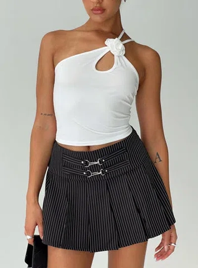 Shop Princess Polly Lower Impact Vyola Mini Skirt In Black Pinstripe