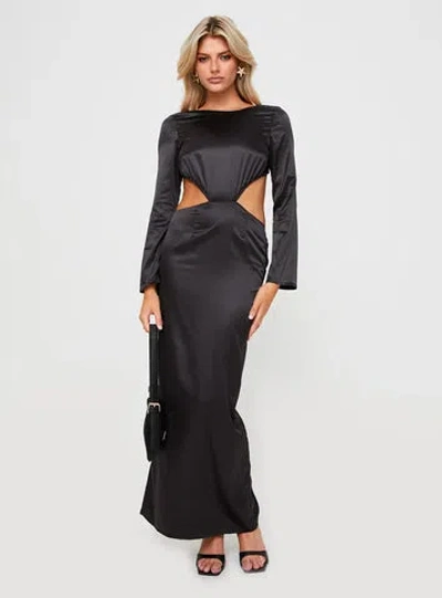 Shop Princess Polly Lower Impact Lucienne Long Sleeve Maxi Dress In Black