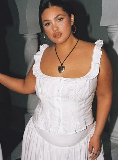 Princess Polly Curve Isadoria Frill Top In White