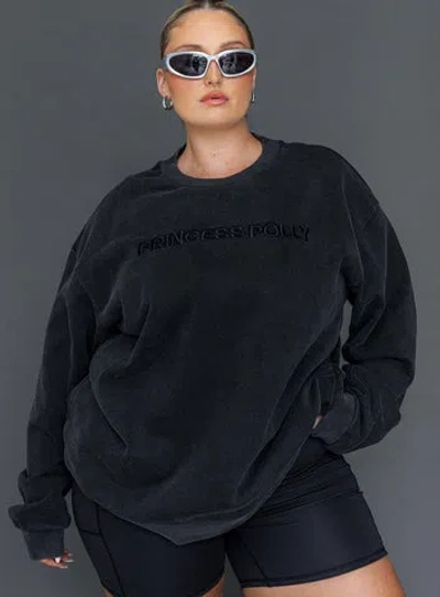 Shop Princess Polly Active Fearlessness Activewear Crew Neck Sweatshirt In Black