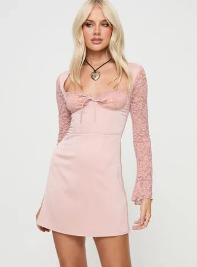 Shop Princess Polly Markwell Long Sleeve Mini Dress In Pink