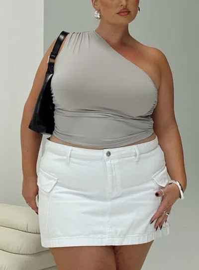Shop Princess Polly Curve Zakai Cargo Denim Mini Skirt In White