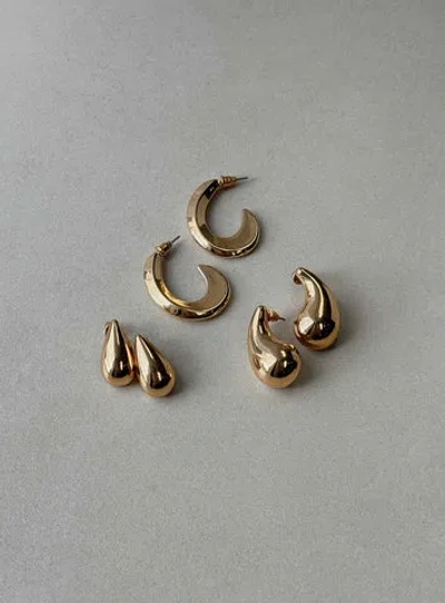 Shop Princess Polly Lower Impact Take A Flight Earring Pack In Gold