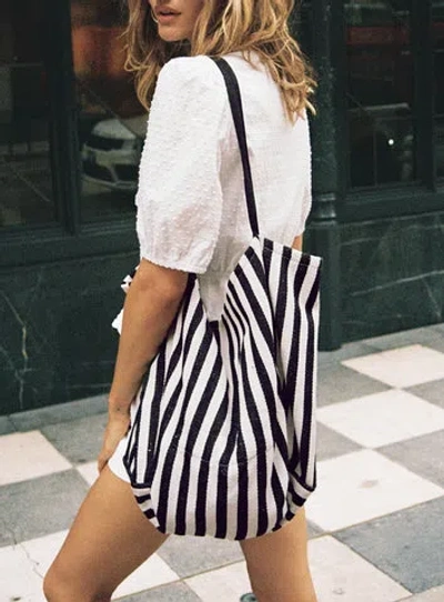 Shop Princess Polly Halcyone Tote Bag In White / Black Stripe