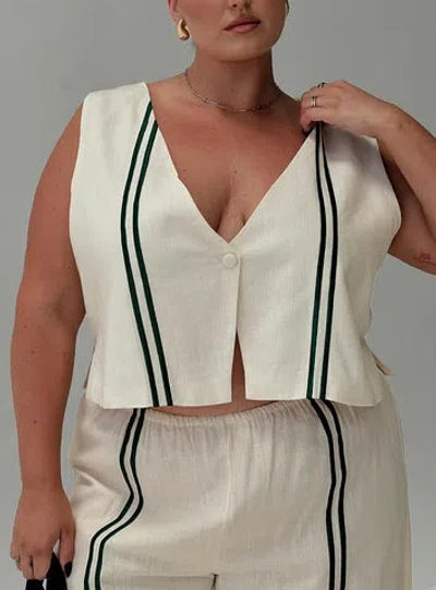 Shop Princess Polly Heenny Vest Top In White / Green
