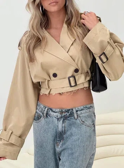 Shop Princess Polly Woodson Cropped Trench Coat In Beige