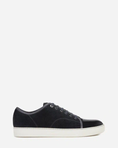Shop Lanvin Dbb1 Suede And Patent Leather Sneakers Pour Homme In Grey