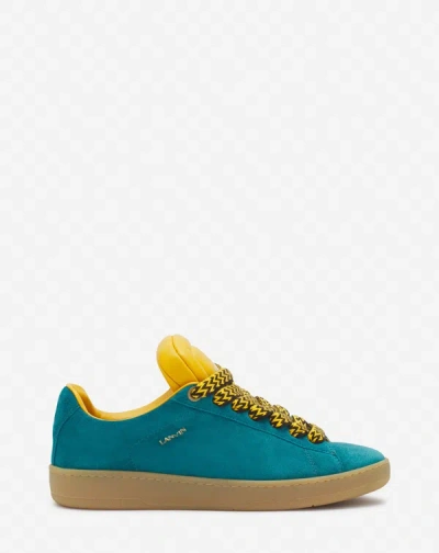 Shop Lanvin Sneakers Hyper Curb  X Future En Cuir Et Suede Pour Homme Pour Homme In Blue/yellow