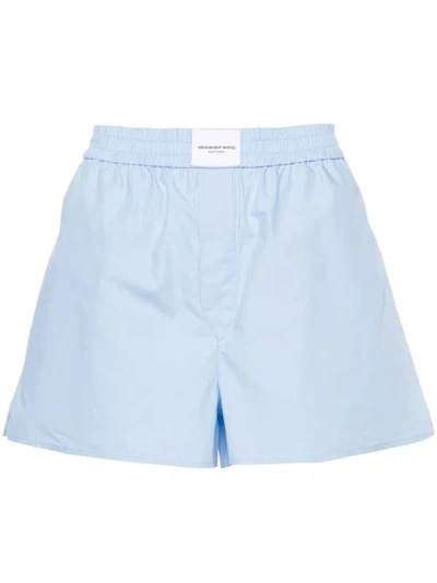 Shop Alexander Wang Logo Patch Shorts In Blue