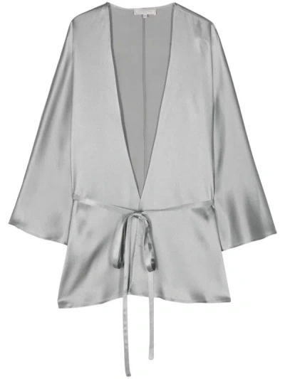 Shop Antonelli Blouse With Laces In Grey