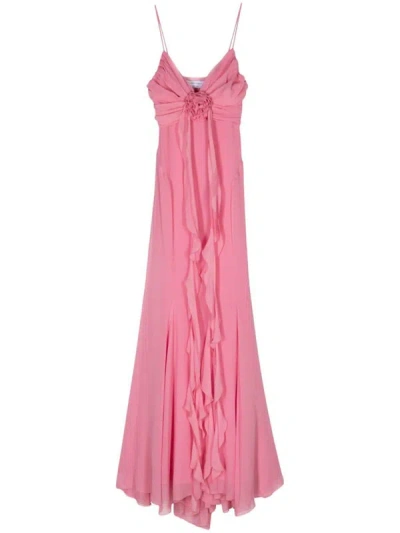 Shop Blumarine Flower Detail Dress In Pink