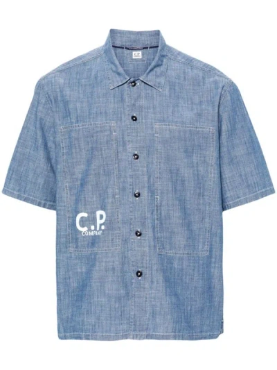 Shop C.p. Company Logo Print Shirt In Blue