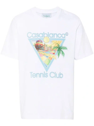 Shop Casablanca Print Detail T-shirt In White