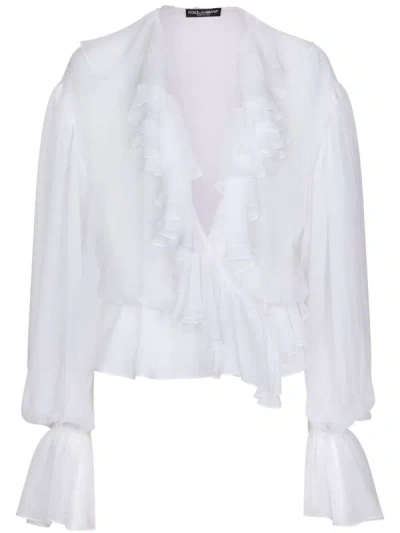 Shop Dolce & Gabbana Blouse With Ruffle Details In White