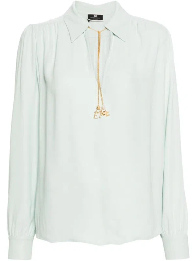Shop Elisabetta Franchi Blouse With Chain In Blue