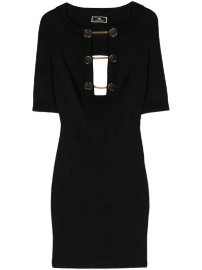 Shop Elisabetta Franchi Chain Detail Dress In Black