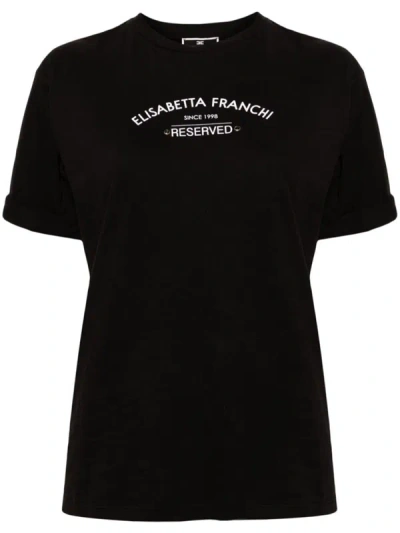 Shop Elisabetta Franchi Logo Print T-shirt In Black
