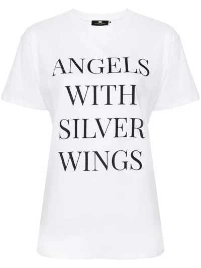 Shop Elisabetta Franchi T-shirt With Writing In White