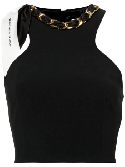 Shop Elisabetta Franchi Top Chain Detail In Black