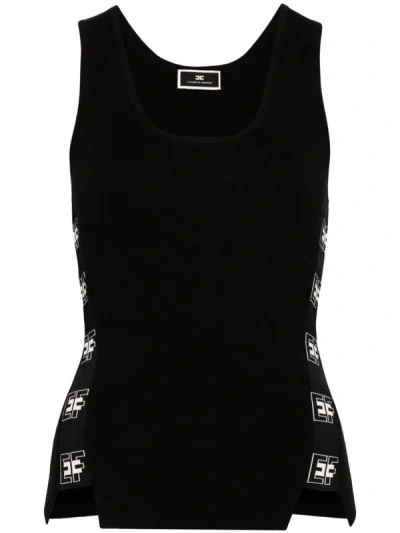 Shop Elisabetta Franchi Top With Logo In Black