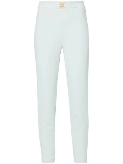 Shop Elisabetta Franchi Trousers With Logo In Blue