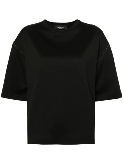 Shop Fabiana Filippi Dropped Sleeve T-shirt In Black