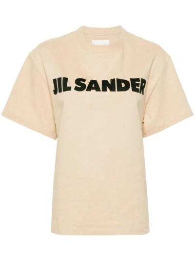 Shop Jil Sander Logo Print T-shirt In Beige