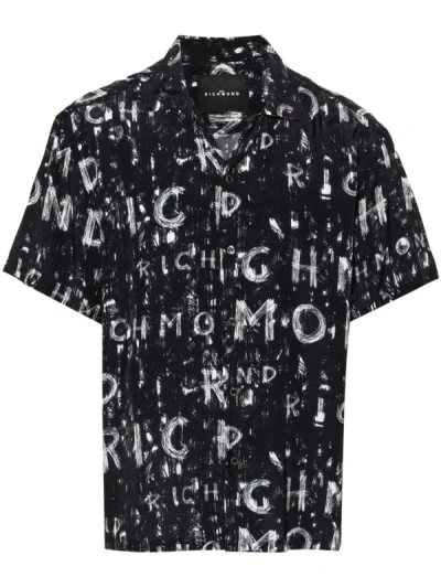 Shop John Richmond Logo Print Shirt In Black