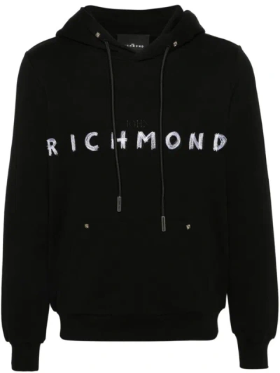 Shop John Richmond Logo Embroidery Sweatshirt In Black