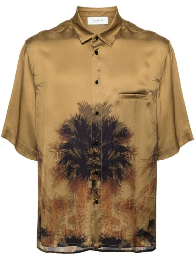 Shop Laneus Palm Tree Print Shirt In Green