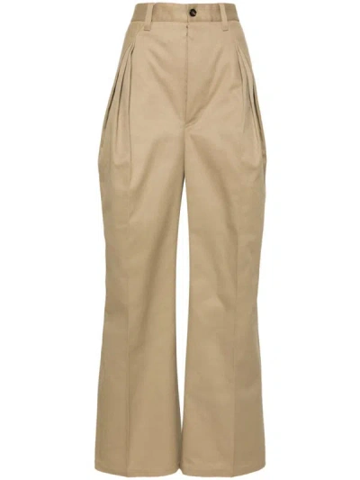 Shop Maison Margiela High Waisted Trousers In Beige