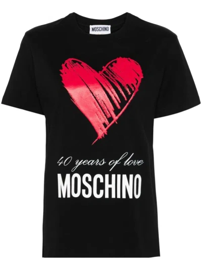 Shop Moschino Logo Print T-shirt In Black