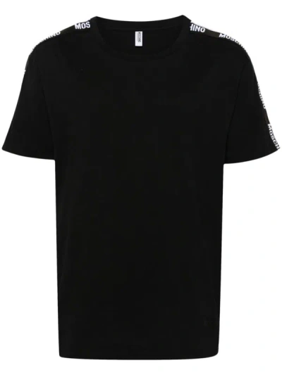 Shop Moschino Underwear Stripe Detail T-shirt In Black