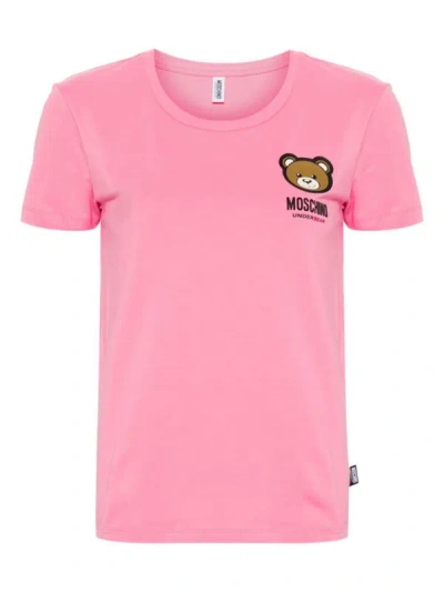 Shop Moschino Underwear Teddy Print T-shirt In Pink