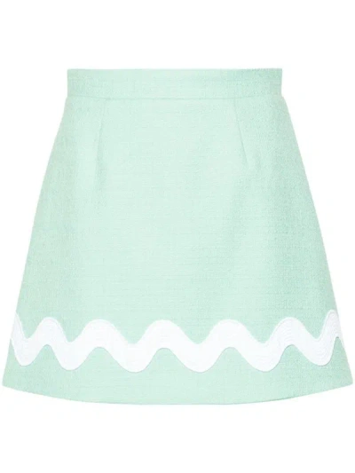 Shop Patou Skirt With Striped Details In Green