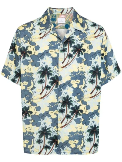 Shop Paul Smith Graphic Print Shirt In Blue