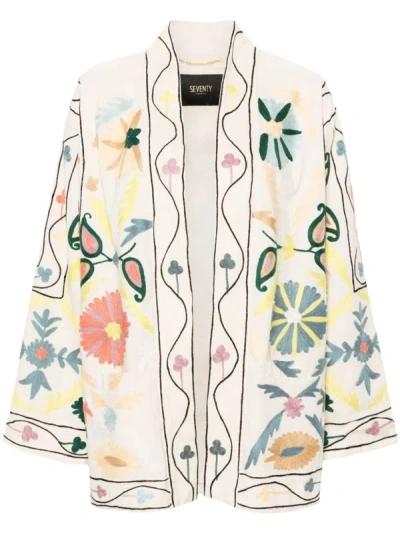 Shop Seventy Floral Embroidery Coat In Multicolour
