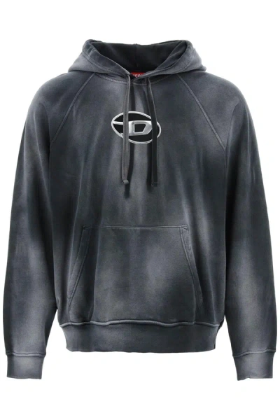 Shop Diesel Hooded Sweatshirt With Oval Logo And D Cut