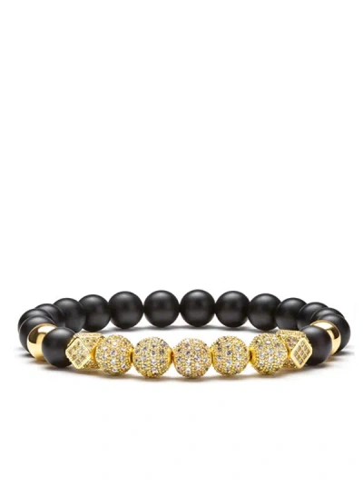 Shop Stephen Oliver 18k Matte Gold Onyx Multi Cz Bracelet