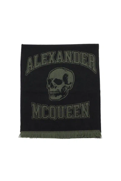 Shop Alexander Mcqueen Varsity Logo Wool Scarf In Multicolor