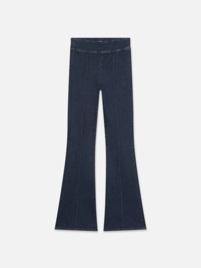 Shop Frame The Jetset Flare Pintuck Jeans In Blue