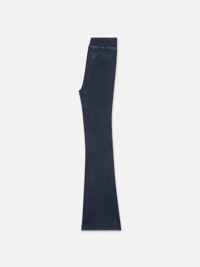 Shop Frame The Jetset Flare Pintuck Jeans In Blue