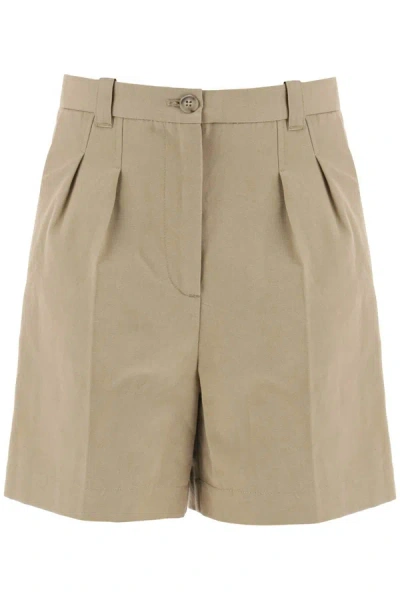 Shop Apc A.p.c. Cotton And Linen Nola Shorts For Women In Cream