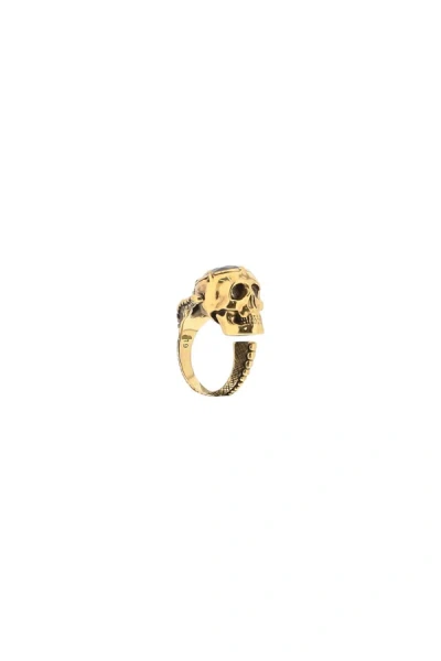 Shop Alexander Mcqueen Victorian Skull Ring Men In Gold