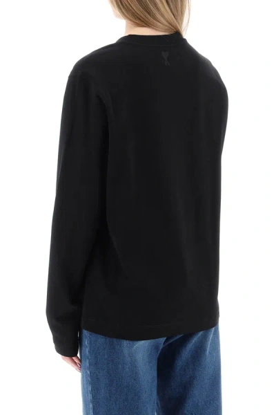 Shop Ami Alexandre Mattiussi Ami Alexandre Matiussi Long-sleeved Cotton T-shirt For Women In Black