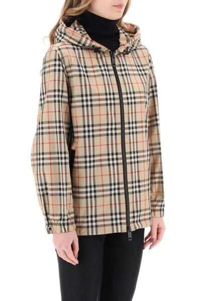 Shop Burberry Everton Tartan Windbreaker Jacket Women In Cream