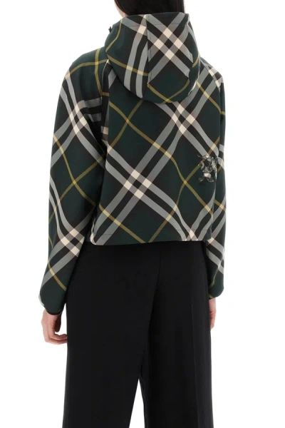 Shop Burberry Lightweight Check Cropped Jacket Women In Green