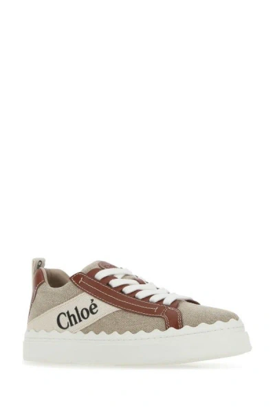 Shop Chloé Chloe Woman Multicolor Fabric And Leather Lauren Sneakers