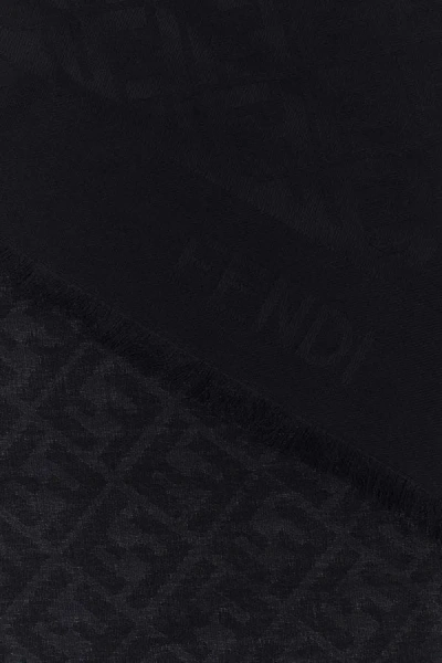 Shop Fendi Woman Black Silk Blend Scarf